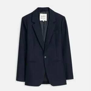 NWT Women's S Alex Mill Soho Blazer in Wool Navy Blue Classic Single Button